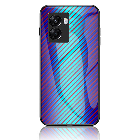 Realme V23 5G用ハイブリットバンパーケース プラスチック 鏡面 虹 グラデーション 勾配色 カバー LS2 Realme ネイビー