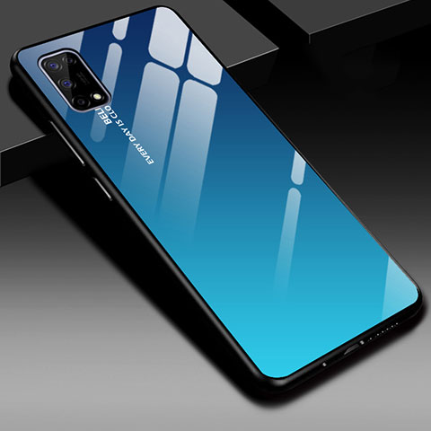 Realme V5 5G用ハイブリットバンパーケース プラスチック 鏡面 カバー Realme ネイビー