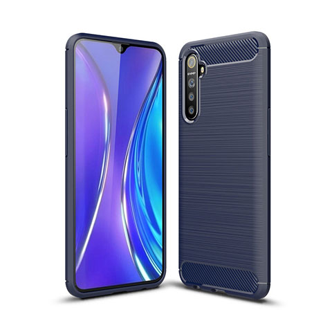 Realme X2用シリコンケース ソフトタッチラバー ライン カバー S01 Realme ネイビー