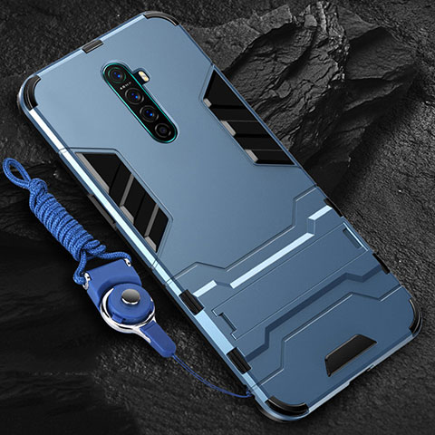 Realme X2 Pro用ハイブリットバンパーケース スタンド プラスチック 兼シリコーン カバー Realme ブルー