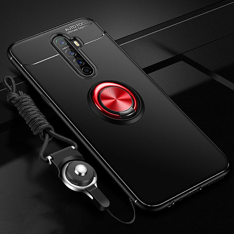 Realme X2 Pro用極薄ソフトケース シリコンケース 耐衝撃 全面保護 アンド指輪 マグネット式 バンパー Realme レッド・ブラック