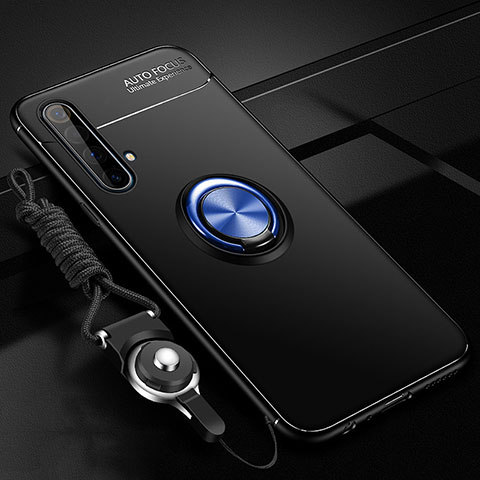 Realme X50 5G用極薄ソフトケース シリコンケース 耐衝撃 全面保護 アンド指輪 マグネット式 バンパー Realme ネイビー・ブラック