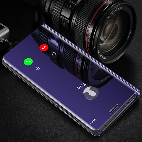 Realme X50 Pro 5G用手帳型 レザーケース スタンド 鏡面 カバー L02 Realme パープル