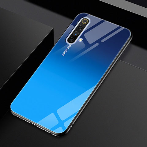 Realme X50m 5G用ハイブリットバンパーケース プラスチック 鏡面 カバー Realme ネイビー