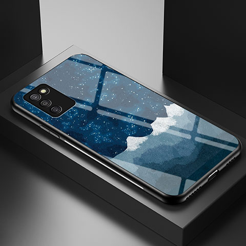 Samsung Galaxy A02s用ハイブリットバンパーケース プラスチック パターン 鏡面 カバー LS1 サムスン ネイビー