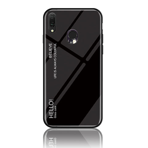 Samsung Galaxy A20e用ハイブリットバンパーケース プラスチック 鏡面 虹 グラデーション 勾配色 カバー LS1 サムスン ブラック