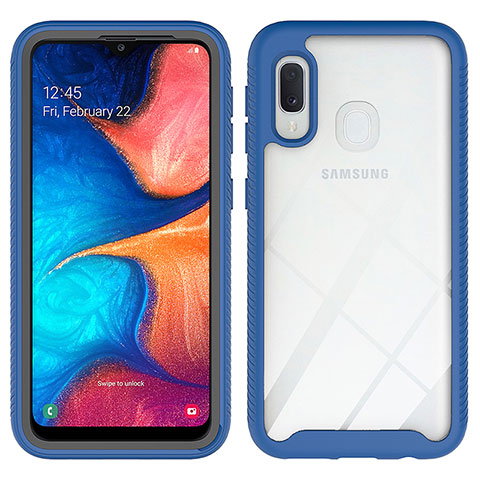 Samsung Galaxy A20e用360度 フルカバー ハイブリットバンパーケース クリア透明 プラスチック カバー ZJ1 サムスン ネイビー