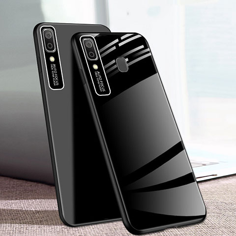 Samsung Galaxy A20e用ハイブリットバンパーケース プラスチック 鏡面 カバー サムスン ブラック