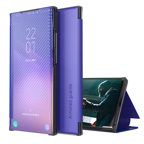 Samsung Galaxy A21s用手帳型 レザーケース スタンド カバー ZL1 サムスン パープル