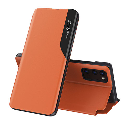 Samsung Galaxy A25 5G用手帳型 レザーケース スタンド カバー QH1 サムスン オレンジ