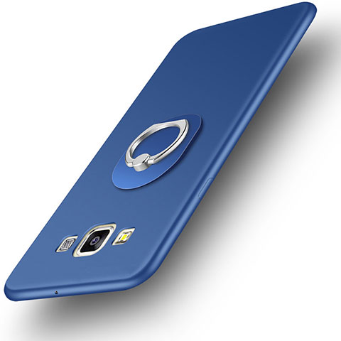 Samsung Galaxy A3 SM-300F用極薄ソフトケース シリコンケース 耐衝撃 全面保護 アンド指輪 バンパー サムスン ネイビー