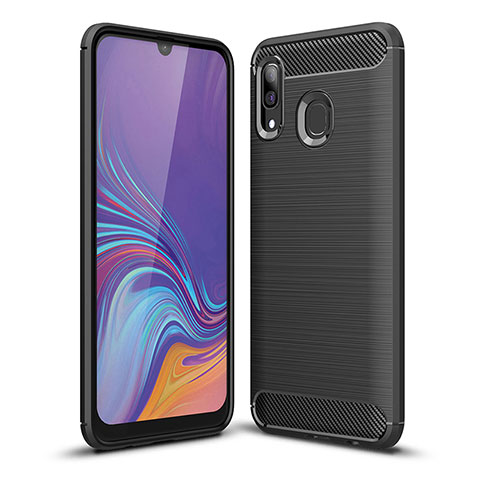 Samsung Galaxy A30用シリコンケース ソフトタッチラバー ライン カバー WL1 サムスン ブラック