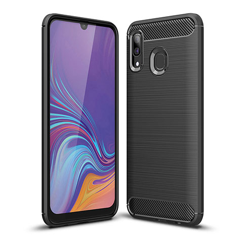 Samsung Galaxy A40用シリコンケース ソフトタッチラバー ライン カバー WL1 サムスン ブラック