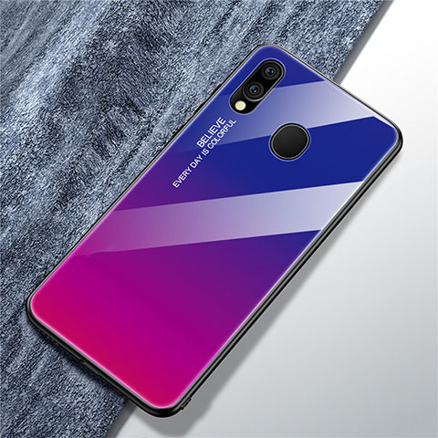 Samsung Galaxy A40用ハイブリットバンパーケース プラスチック 鏡面 虹 グラデーション 勾配色 カバー サムスン マルチカラー