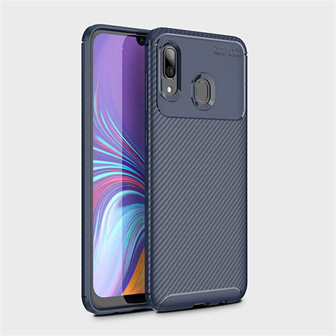 Samsung Galaxy A40用シリコンケース ソフトタッチラバー ツイル カバー サムスン ネイビー