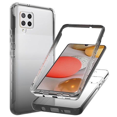 Samsung Galaxy A42 5G用前面と背面 360度 フルカバー 極薄ソフトケース シリコンケース 耐衝撃 全面保護 バンパー 勾配色 透明 JX1 サムスン ブラック