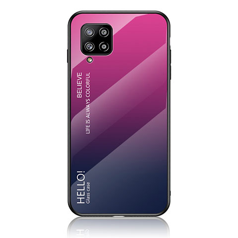Samsung Galaxy A42 5G用ハイブリットバンパーケース プラスチック 鏡面 虹 グラデーション 勾配色 カバー LS1 サムスン ローズレッド