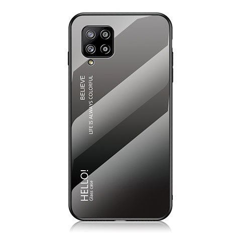 Samsung Galaxy A42 5G用ハイブリットバンパーケース プラスチック 鏡面 虹 グラデーション 勾配色 カバー LS1 サムスン ダークグレー
