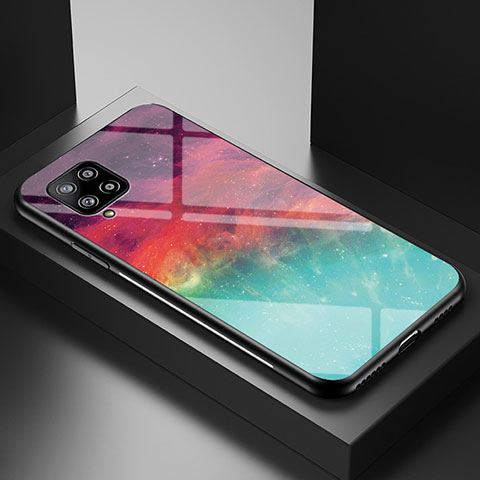 Samsung Galaxy A42 5G用ハイブリットバンパーケース プラスチック パターン 鏡面 カバー LS1 サムスン レッド