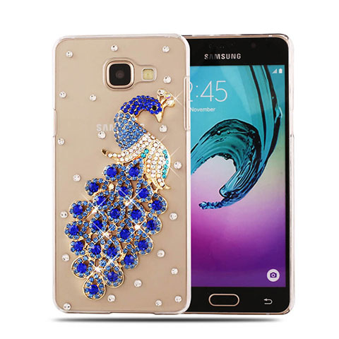 Samsung Galaxy A5 (2016) SM-A510F用ケース ダイヤモンドスワロフスキー 孔雀 サムスン ネイビー