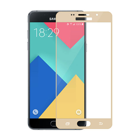 Samsung Galaxy A5 (2016) SM-A510F用強化ガラス フル液晶保護フィルム サムスン ゴールド