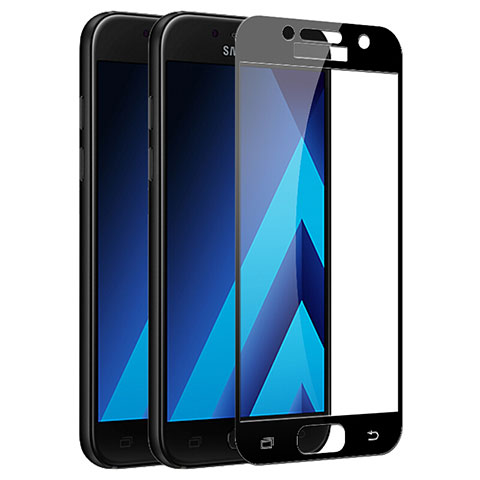 Samsung Galaxy A5 (2017) Duos用強化ガラス フル液晶保護フィルム F03 サムスン ブラック