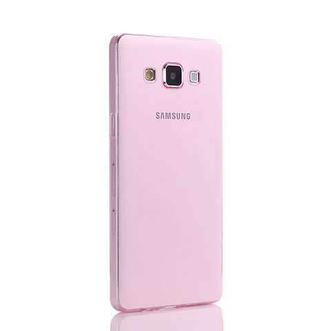 Samsung Galaxy A5 Duos SM-500F用極薄ソフトケース シリコンケース 耐衝撃 全面保護 クリア透明 サムスン ピンク