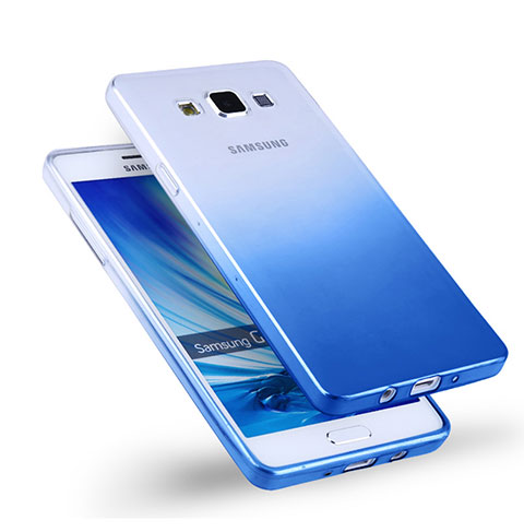 Samsung Galaxy A5 SM-500F用極薄ソフトケース グラデーション 勾配色 クリア透明 サムスン ネイビー
