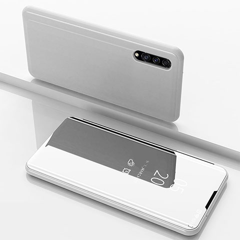 Samsung Galaxy A50用手帳型 レザーケース スタンド 鏡面 カバー ZL1 サムスン シルバー