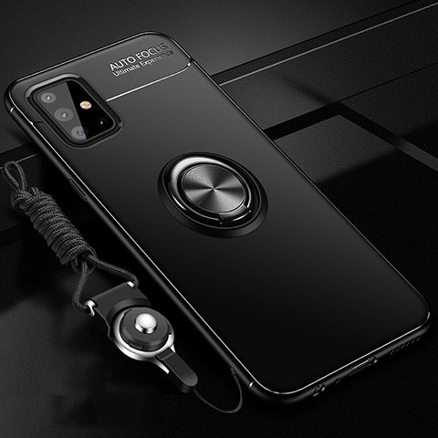 Samsung Galaxy A51 4G用極薄ソフトケース シリコンケース 耐衝撃 全面保護 アンド指輪 マグネット式 バンパー サムスン ブラック