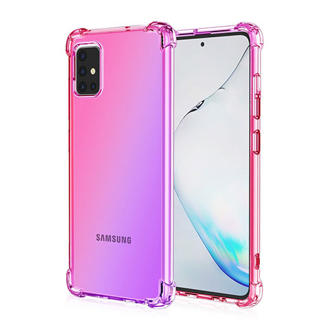 Samsung Galaxy A51 4G用極薄ソフトケース グラデーション 勾配色 クリア透明 サムスン ピンク