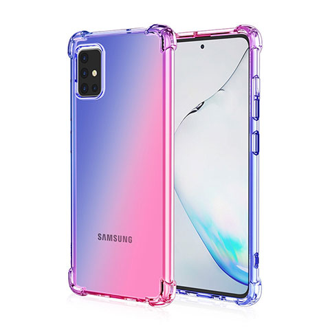 Samsung Galaxy A51 4G用極薄ソフトケース グラデーション 勾配色 クリア透明 サムスン ネイビー