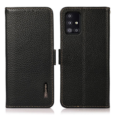 Samsung Galaxy A51 4G用手帳型 レザーケース スタンド カバー B03H サムスン ブラック