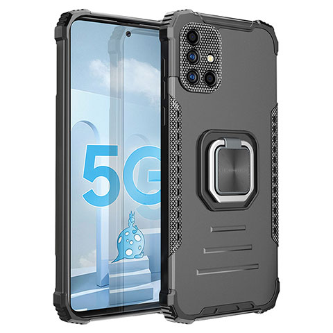 Samsung Galaxy A51 4G用ハイブリットバンパーケース プラスチック アンド指輪 マグネット式 ZJ2 サムスン ブラック
