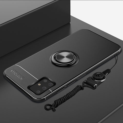 Samsung Galaxy A51 5G用極薄ソフトケース シリコンケース 耐衝撃 全面保護 アンド指輪 マグネット式 バンパー サムスン ブラック