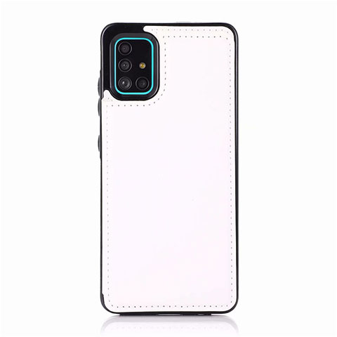 Samsung Galaxy A51 5G用ケース 高級感 手触り良いレザー柄 サムスン ホワイト