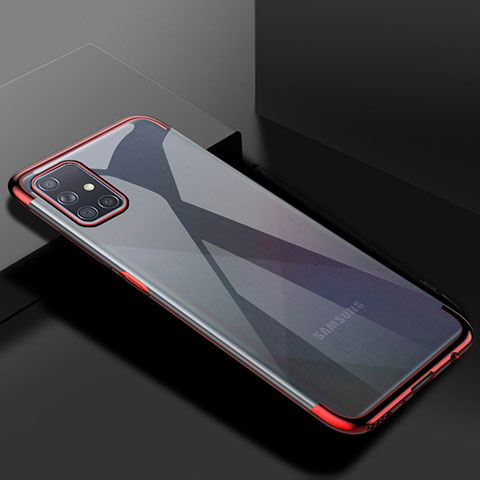 Samsung Galaxy A51 5G用極薄ソフトケース シリコンケース 耐衝撃 全面保護 クリア透明 H01 サムスン レッド