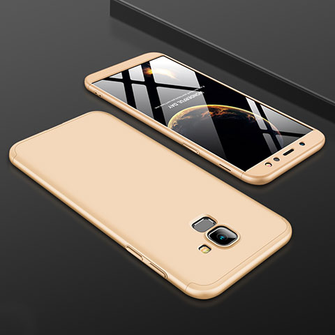 Samsung Galaxy A6 (2018)用ハードケース プラスチック 質感もマット 前面と背面 360度 フルカバー サムスン ゴールド