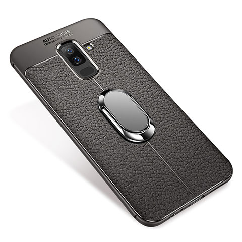 Samsung Galaxy A6 Plus (2018)用極薄ソフトケース シリコンケース 耐衝撃 全面保護 アンド指輪 マグネット式 バンパー S01 サムスン グレー