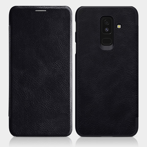 Samsung Galaxy A6 Plus (2018)用手帳型 レザーケース スタンド L01 サムスン ブラック