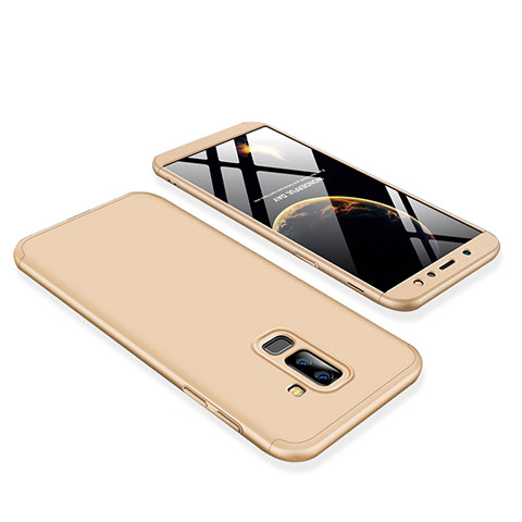 Samsung Galaxy A6 Plus用ハードケース プラスチック 質感もマット 前面と背面 360度 フルカバー サムスン ゴールド