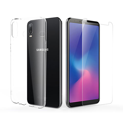 Samsung Galaxy A6s用極薄ソフトケース シリコンケース 耐衝撃 全面保護 クリア透明 アンド液晶保護フィルム サムスン クリア