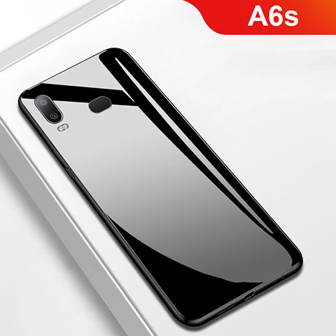 Samsung Galaxy A6s用シリコンケース ソフトタッチラバー 鏡面 M01 サムスン ブラック