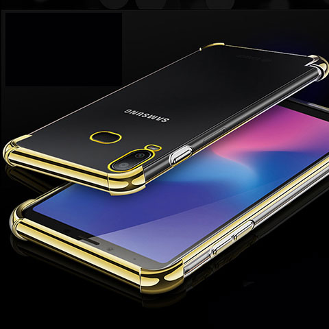 Samsung Galaxy A6s用極薄ソフトケース シリコンケース 耐衝撃 全面保護 クリア透明 H01 サムスン ゴールド