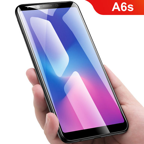 Samsung Galaxy A6s用強化ガラス フル液晶保護フィルム サムスン ブラック