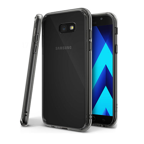 Samsung Galaxy A7 (2017) A720F用極薄ソフトケース シリコンケース 耐衝撃 全面保護 クリア透明 H01 サムスン グレー