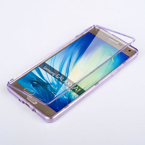 Samsung Galaxy A7 Duos SM-A700F A700FD用ソフトケース フルカバー クリア透明 サムスン パープル