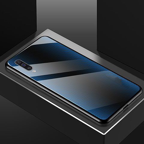 Samsung Galaxy A70用ハイブリットバンパーケース プラスチック 鏡面 カバー T02 サムスン ブルー