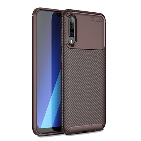 Samsung Galaxy A70S用シリコンケース ソフトタッチラバー ツイル カバー WL1 サムスン ブラウン