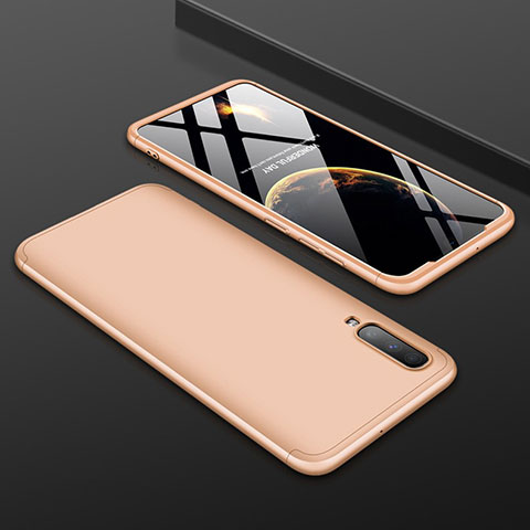 Samsung Galaxy A70S用ハードケース プラスチック 質感もマット 前面と背面 360度 フルカバー サムスン ゴールド